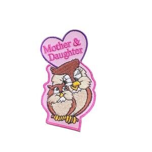 NEW Mother & Daughter Motherhood Bird 3" Embroidery Patch Pink Heart Animals